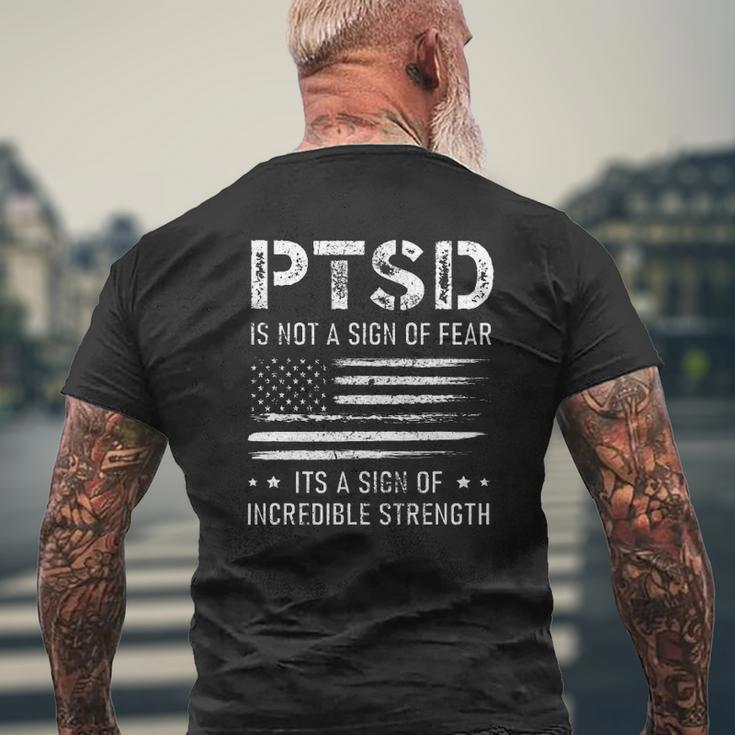 Ptsd Awareness American Flag Veteran Soldier Mental Health Mens Back Print T-shirt Gifts for Old Men