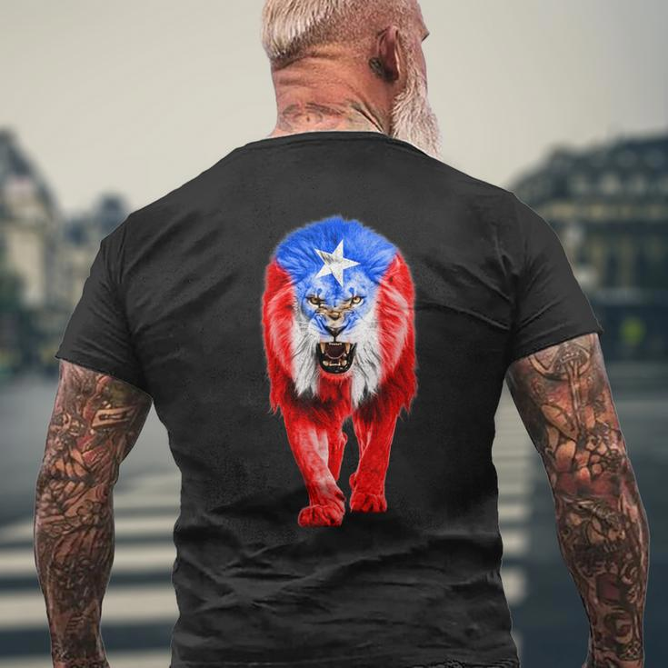 Puerto Rico Flag Lion Pride Puerto Rican Hispanic Men's T-shirt Back Print Gifts for Old Men