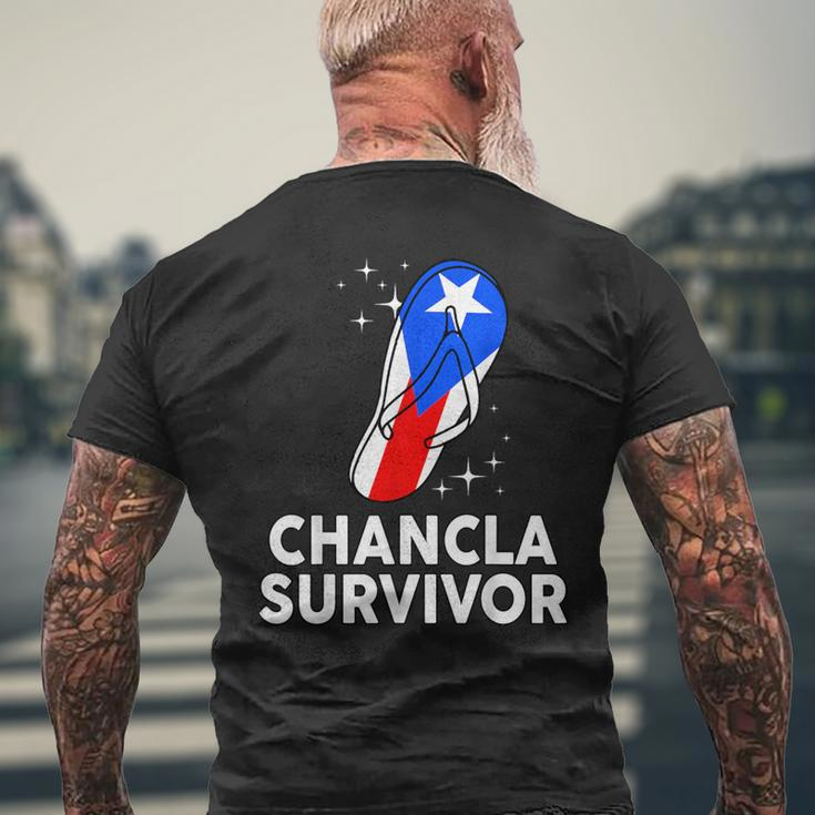 Puerto Rico Hispanic Heritage Month Chancla Survivor Rican Men's T-shirt Back Print Gifts for Old Men