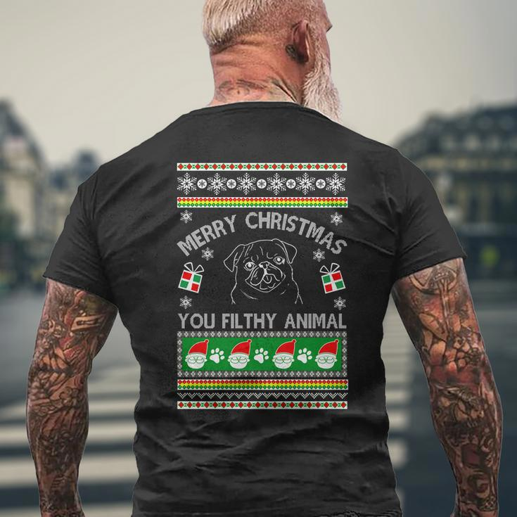 Pug Dog Merry Christmas You Filthy Animal Mens Back Print T-shirt Gifts for Old Men