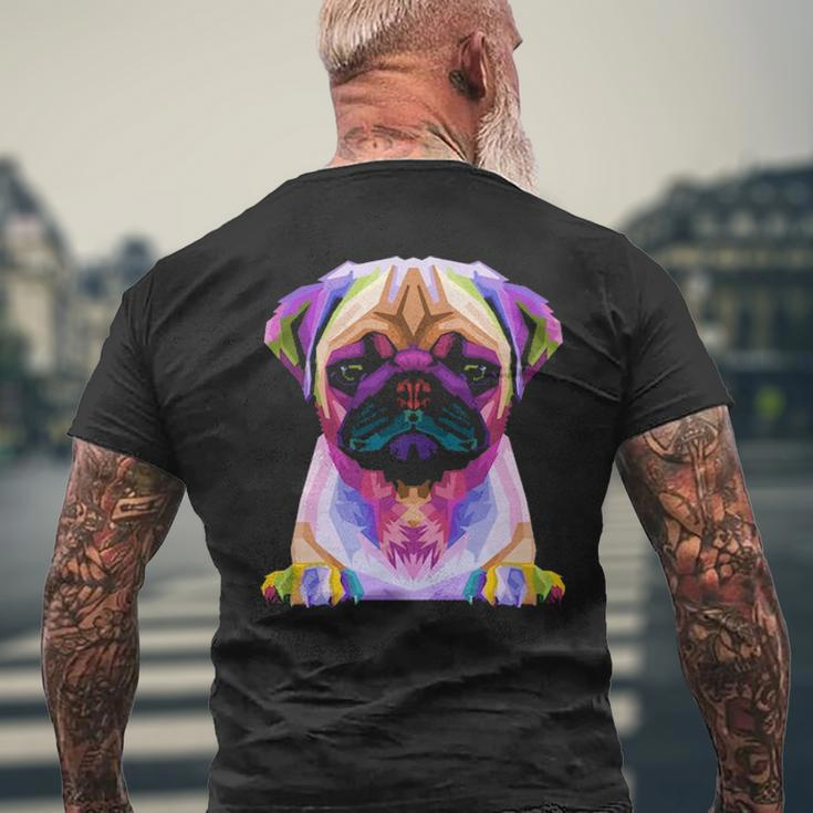Pug Pop Art Colorful Portrait Carlino For Dog Lovers Men's T-shirt Back Print Gifts for Old Men
