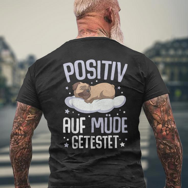 Pug Positiv Auf Müde Testet T-Shirt mit Rückendruck Geschenke für alte Männer