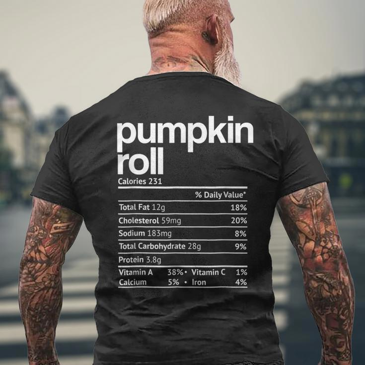 Pumpkin Roll Nutrition Facts Thanksgiving Christmas Mens Back Print T-shirt Gifts for Old Men