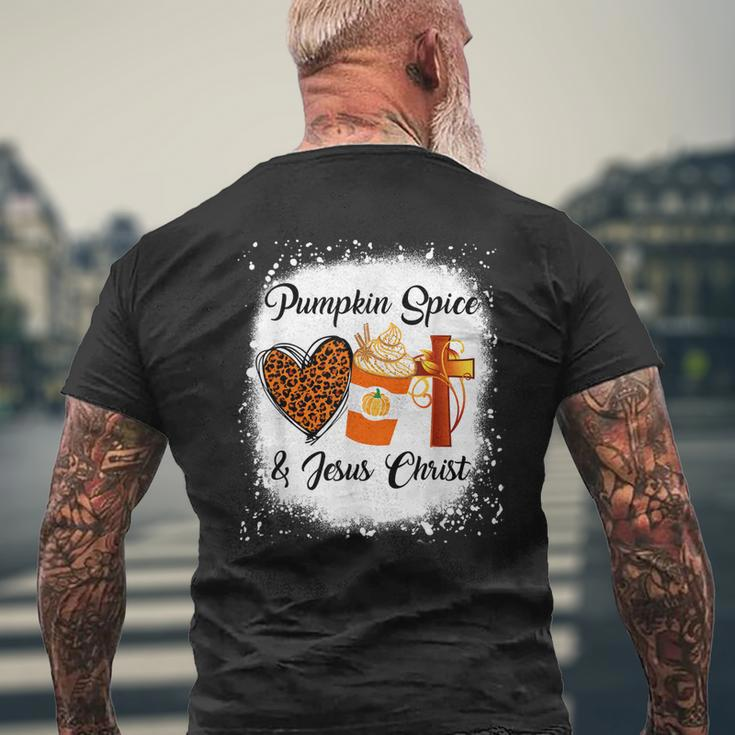 Pumpkin Spice And Jesus Christ Leopard Heart Coffee Mens Back Print T-shirt Gifts for Old Men