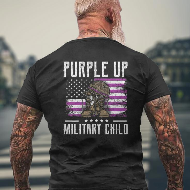 I Purple Up Month Of Military Child Kids Boots Us Flag Mens Back Print T-shirt Gifts for Old Men