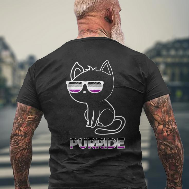 Purride Asexual Flag Sunglasses Gay Pride Cat Lover Men's T-shirt Back Print Gifts for Old Men