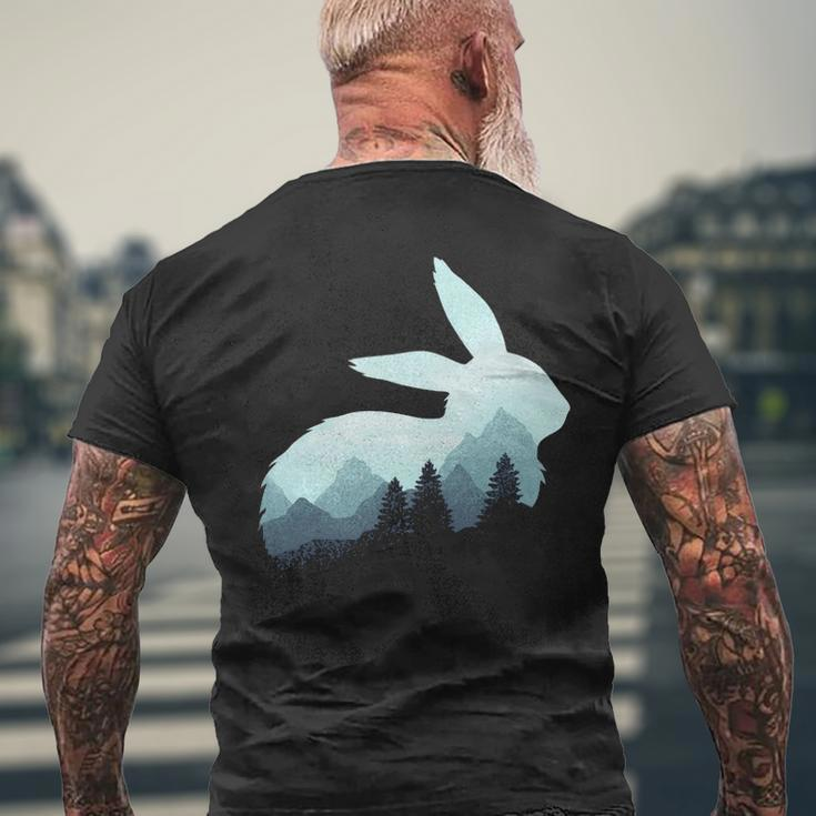 Rabbit Bunny Hare Double Exposure Surreal Wildlife Animal Pullover Men's T-shirt Back Print Gifts for Old Men