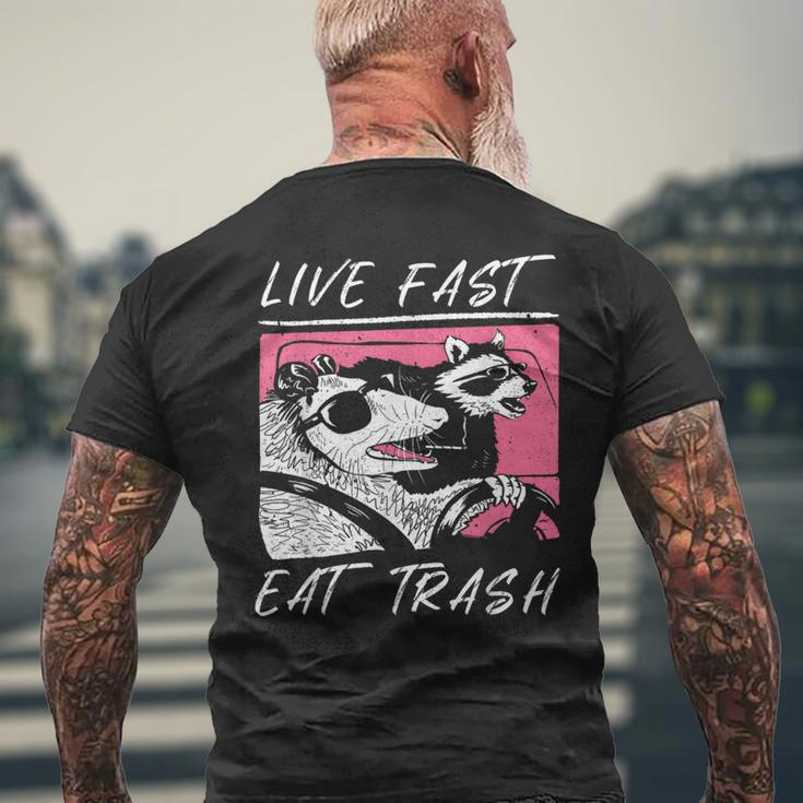 Raccoon And Possum Live Fast Eat Trash Enjoy Life Adventure Men's T-shirt Back Print Gifts for Old Men
