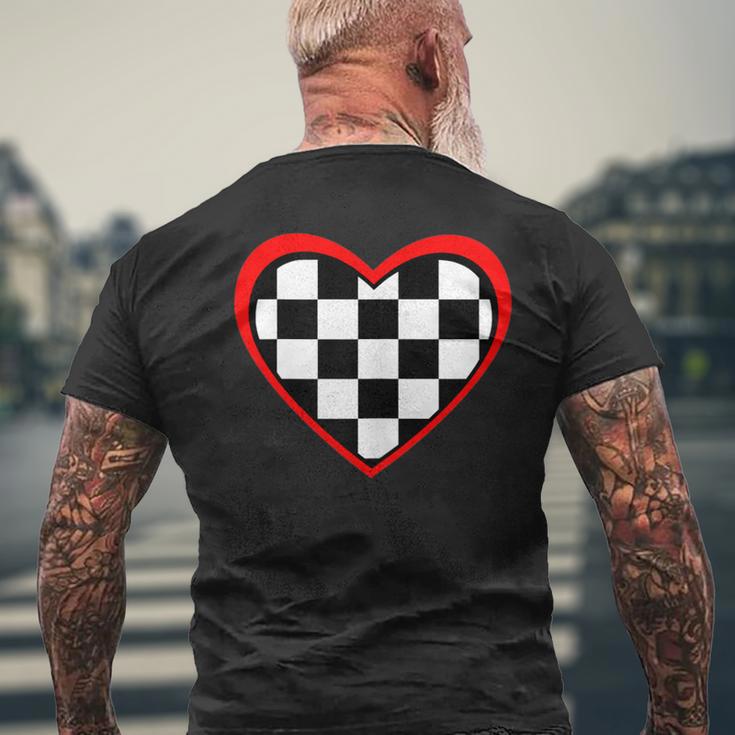 Racing Checkered Flag Heart Race Car Men's T-shirt Back Print Gifts for Old Men