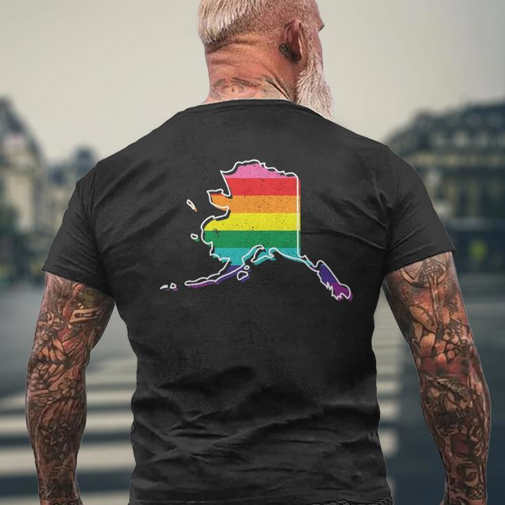 Rainbow Alaskan Gay Pride Flag Vintage Men's T-shirt Back Print Gifts for Old Men