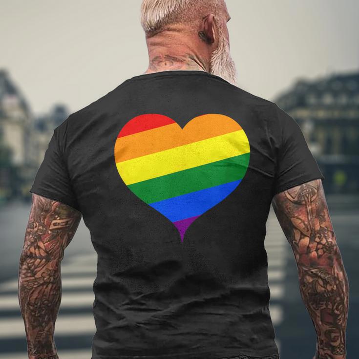 Rainbow Shape Heart Sweet Cute Valentines Day Men's T-shirt Back Print Gifts for Old Men