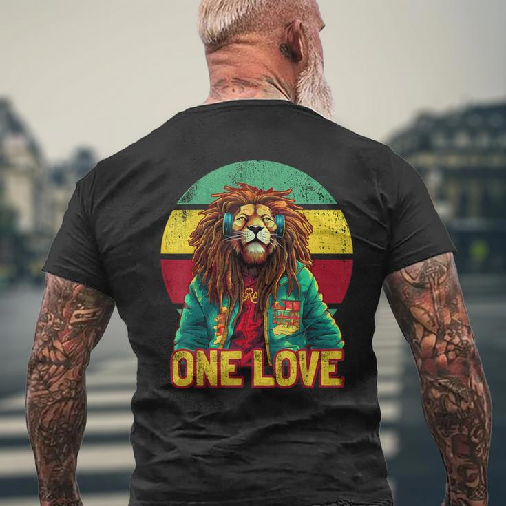 Rasta Lion Reggae Music One Love Graphic Men's T-shirt Back Print Gifts for Old Men