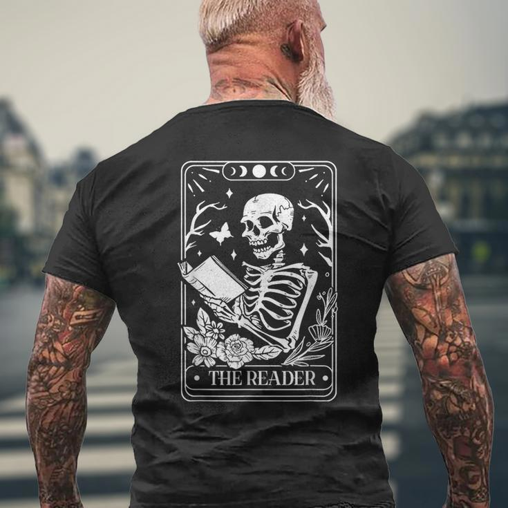 The Reader Tarot Skeleton Reading Men's T-shirt Back Print Gifts for Old Men