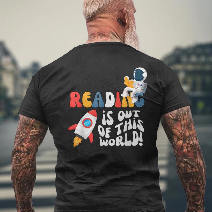 Reading Is Out Of This World Space Book Lover Teacher Men's T-shirt Back Print Gifts for Old Men