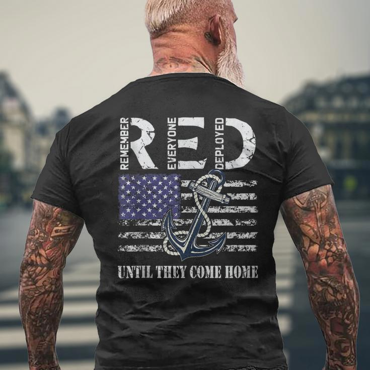 Red Friday Military Deployed Navy Soldier Us Flag Veteran Men's T-shirt Back Print Gifts for Old Men