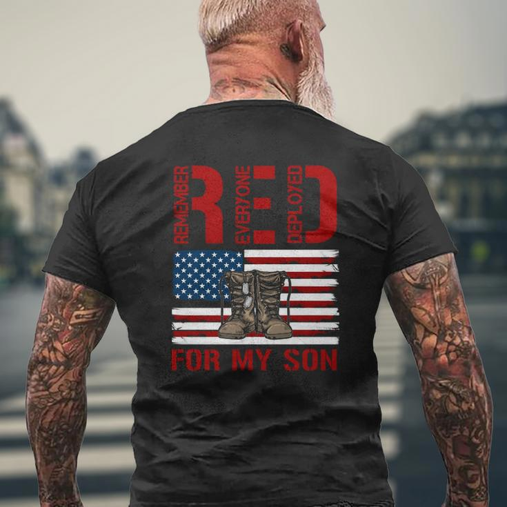 Red Friday Military Remember Everyone Deployed For My Son Mens Back Print T-shirt Gifts for Old Men