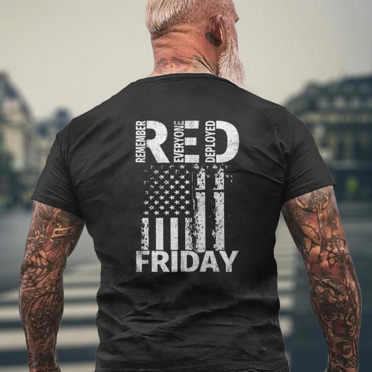 Red Friday Remember Everyone Deployed Us Flag Tee Mens Back Print T-shirt Gifts for Old Men