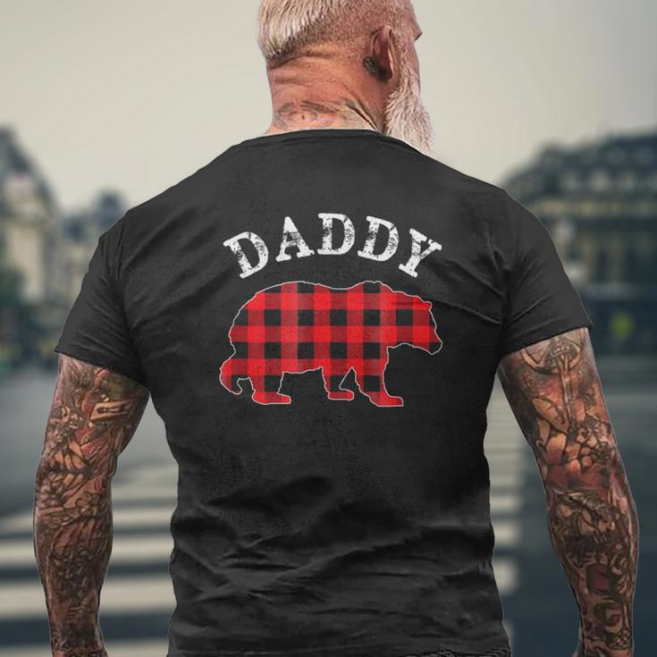 Red Plaid Daddy Bear Buffalo Matching Family Pajama Mens Back Print T-shirt Gifts for Old Men