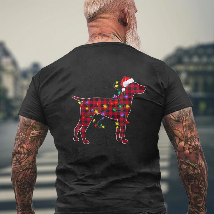 Red Plaid German Shorthaired Pointer Dog Christmas Mens Back Print T-shirt Gifts for Old Men