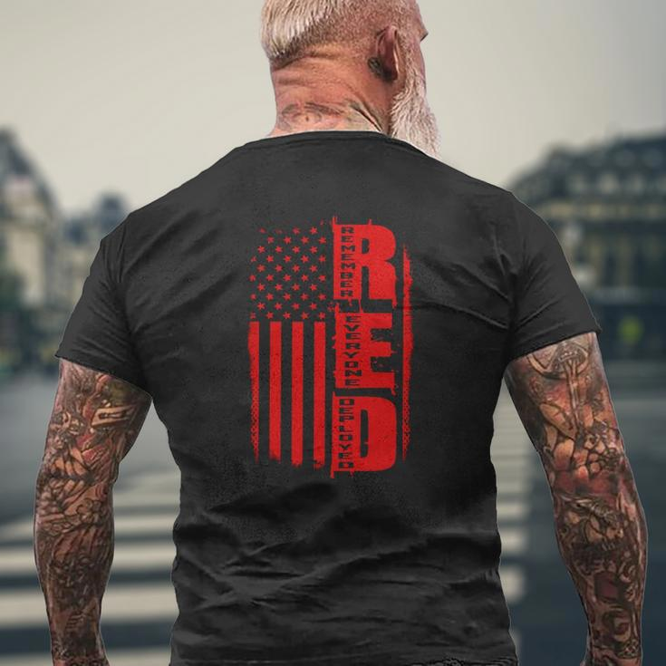 RED Remember Everyone Deployed Veteran Military Service Mens Back Print T-shirt Gifts for Old Men