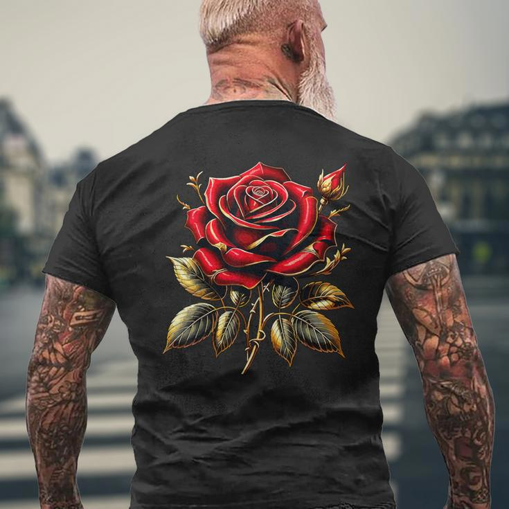 Red Rose Red And Gold Men's T-shirt Back Print Gifts for Old Men
