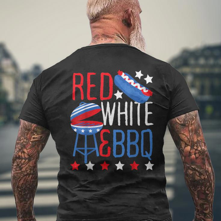 Red White & Blue Bbq Usa Holiday Hot Dog Grill Party Men's T-shirt Back Print Gifts for Old Men