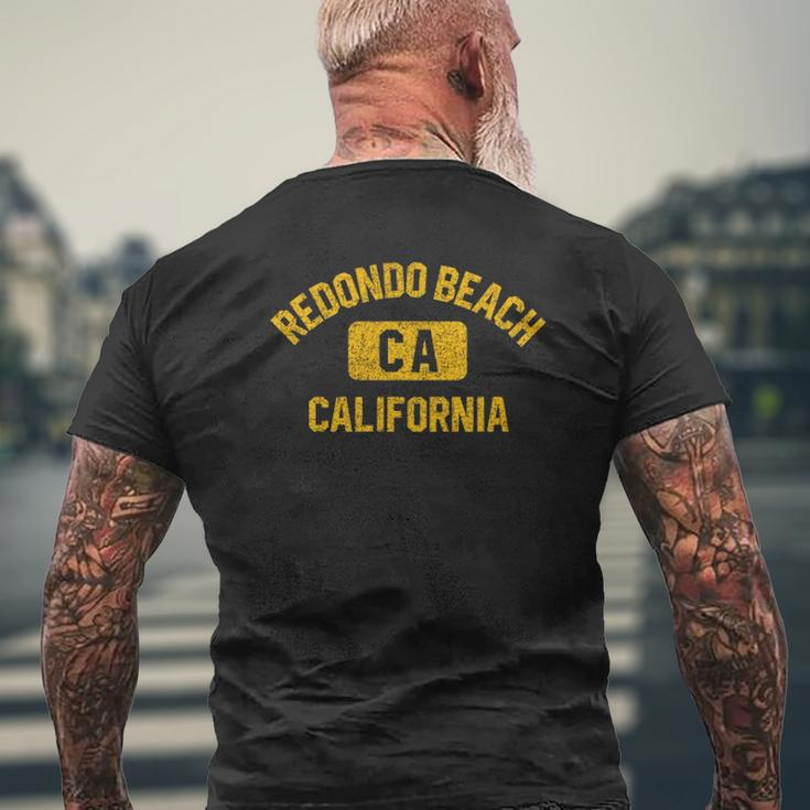Redondo Beach Ca California Gym Style Distressed Amber Print Mens Back Print T-shirt Gifts for Old Men