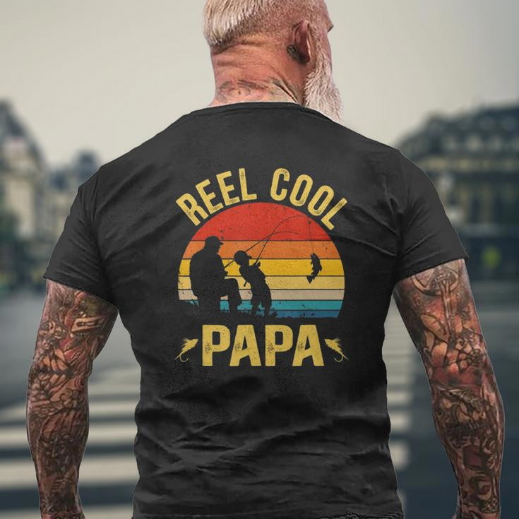 Reel Cool Papa Fishing Father's Day Mens Back Print T-shirt Gifts for Old Men