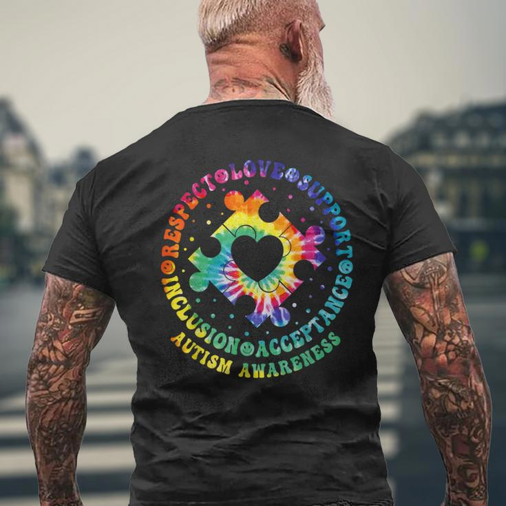 Respect Love Support Acceptance Autism Awareness Puzzle Men's T-shirt Back Print Gifts for Old Men