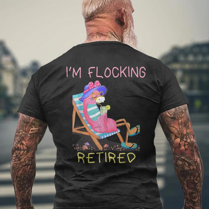 Retired Flamingo Lover Retirement Party Coworker 2021 Mens Back Print T-shirt Gifts for Old Men