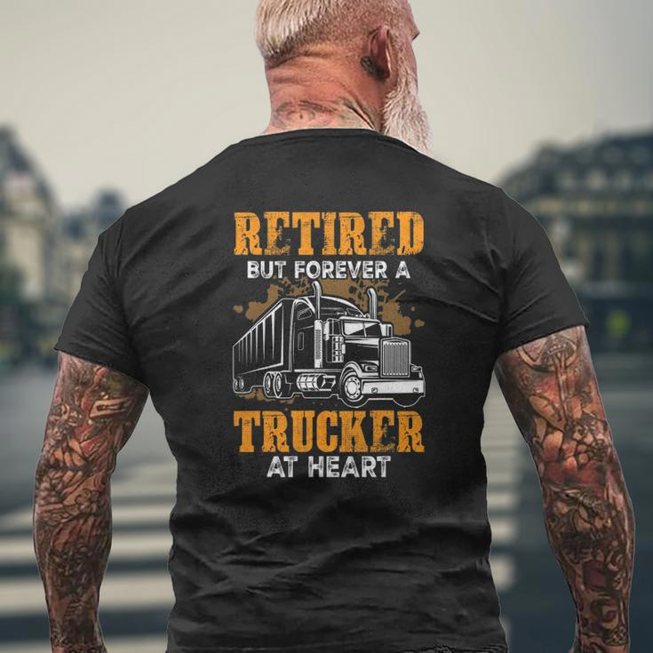 Retired But Forever Trucker At Heart Truck Driver Mens Back Print T-shirt Gifts for Old Men