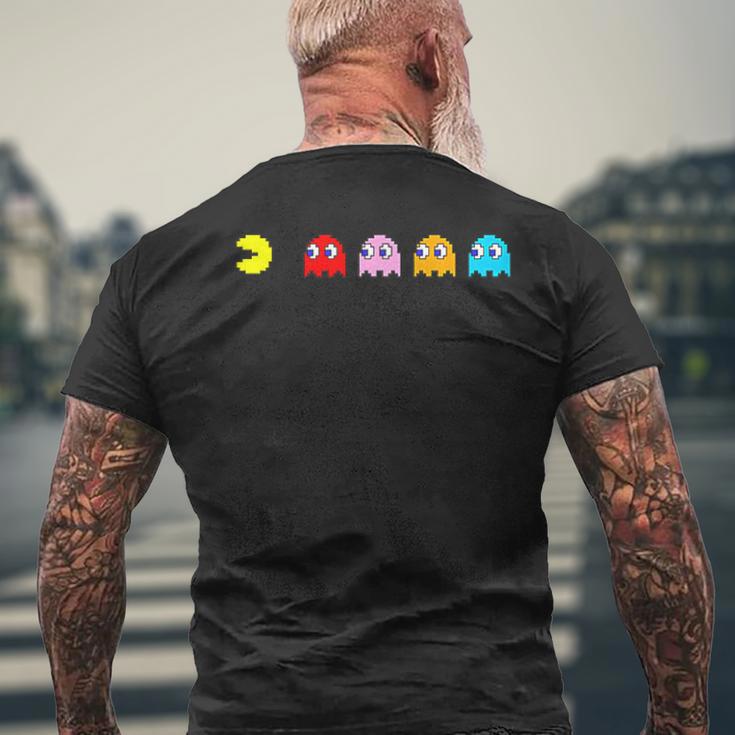 Retro Arcade-Spiel Charakter Kurzärmliges Herren-T-Kurzärmliges Herren-T-Shirt, Nostalgisches Gamer Schwarz Tee Geschenke für alte Männer