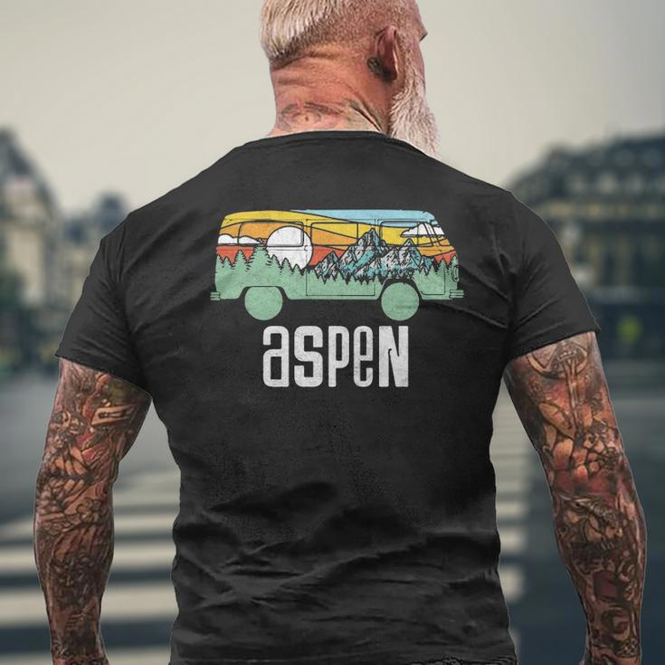 Retro Aspen Colorado Outdoor Hippie Van Graphic Men's T-shirt Back Print Gifts for Old Men
