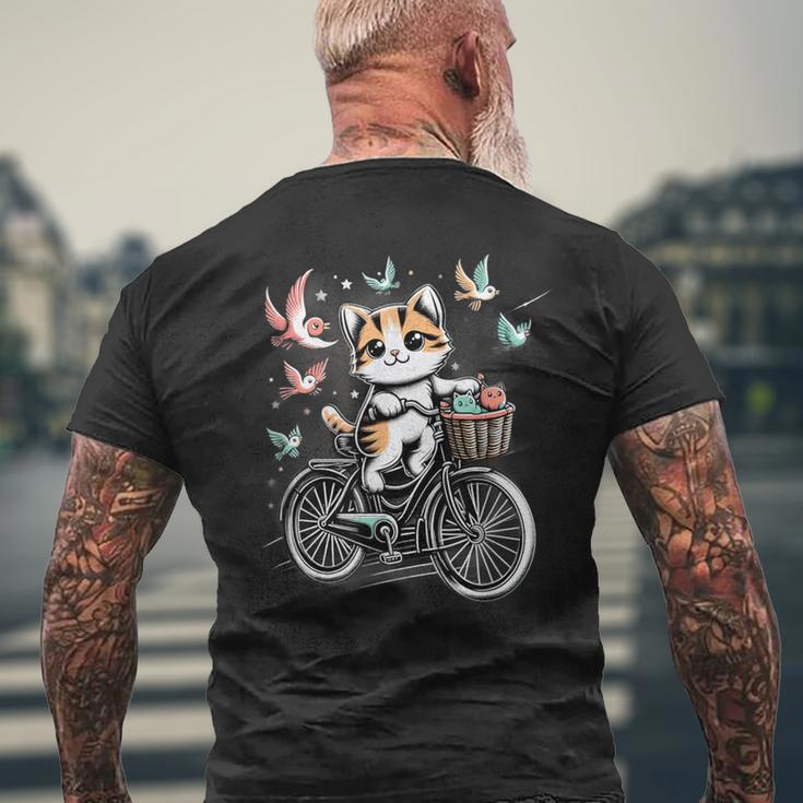 Retro Bike Cat Lover Cycling Vintage Bicycle Men's T-shirt Back Print Gifts for Old Men