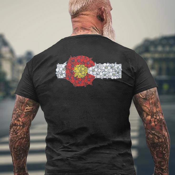 Retro Colorado Flag Columbine Flower Artistic Nature Men's T-shirt Back Print Gifts for Old Men