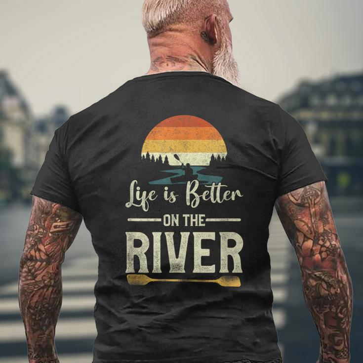 Retro Kayaking Life Is Better On The River Men's T-shirt Back Print Gifts for Old Men