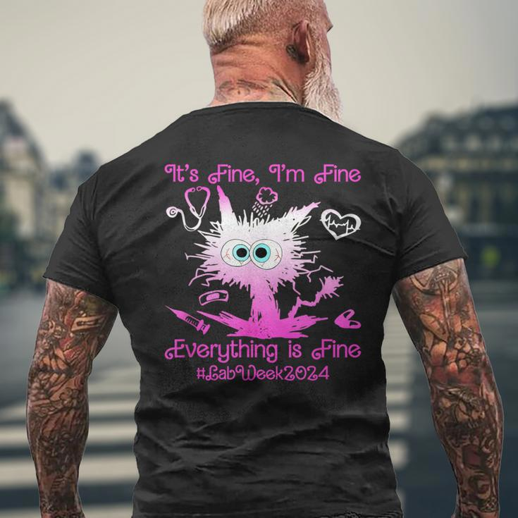 Retro Lab Week 2024 Im Fine Everything Is Fine Pink Men's T-shirt Back Print Gifts for Old Men