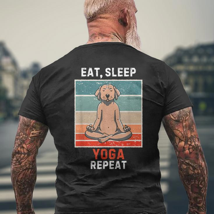 Retro Labrador Dog Eat Sleep Yoga Repeat Vintage Yoga Men's T-shirt Back Print Gifts for Old Men