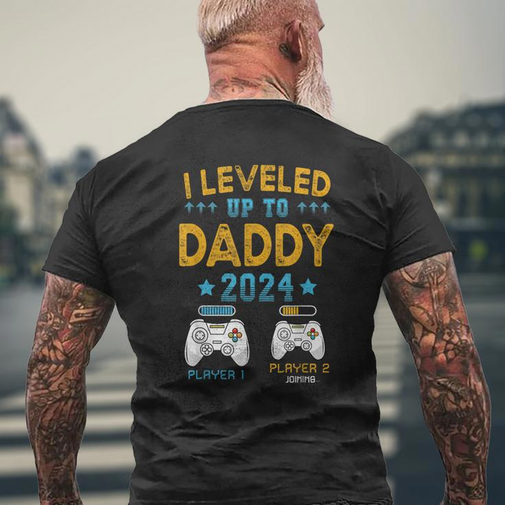 Retro I Leveled Up To Daddy 2024 First Time Dad Men's T-shirt Back Print Gifts for Old Men