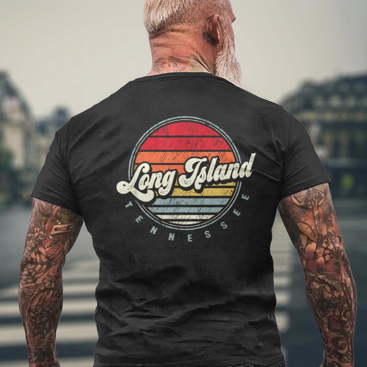 Retro Long Island Home State Cool 70S Style Sunset Men's T-shirt Back Print Gifts for Old Men