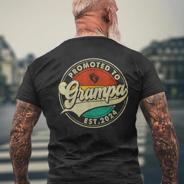 Retro Promoted To Grampa 2024 Family Father's Day Men's T-shirt Back Print Gifts for Old Men