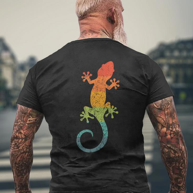Retro Striped Gecko Cute Gecko Silhouette Vintage Children's T-Shirt mit Rückendruck Geschenke für alte Männer