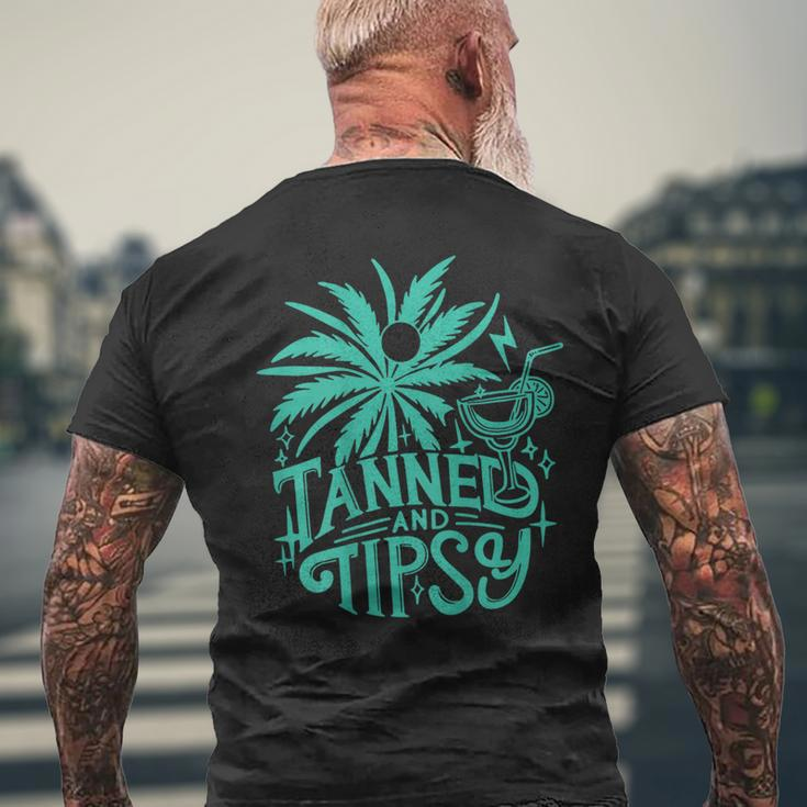 Retro Tanned And Tipsy Beach Summer Vacation On Back Men's T-shirt Back Print Gifts for Old Men