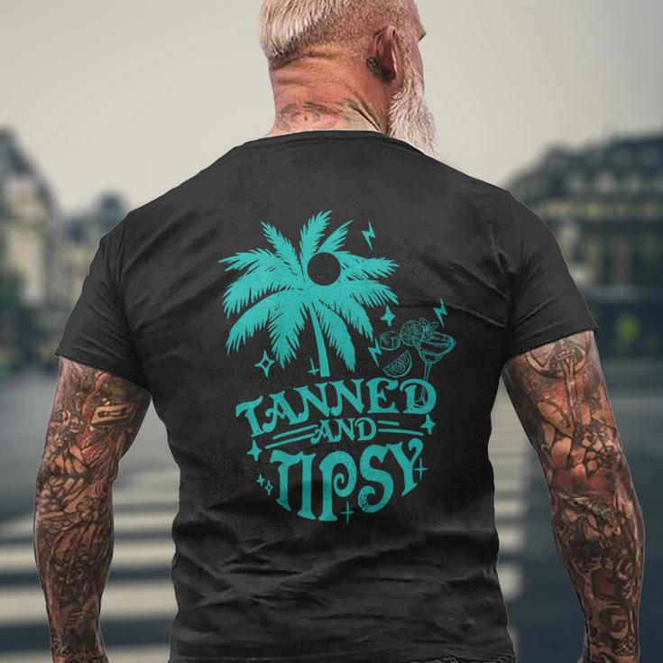 Retro Tanned And Tipsy Cocktail Lover Beach Vacation Men's T-shirt Back Print Gifts for Old Men
