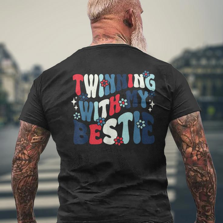 Retro Twins Day Twinning With My Bestie Friend Matching Twin Men's T-shirt Back Print Gifts for Old Men