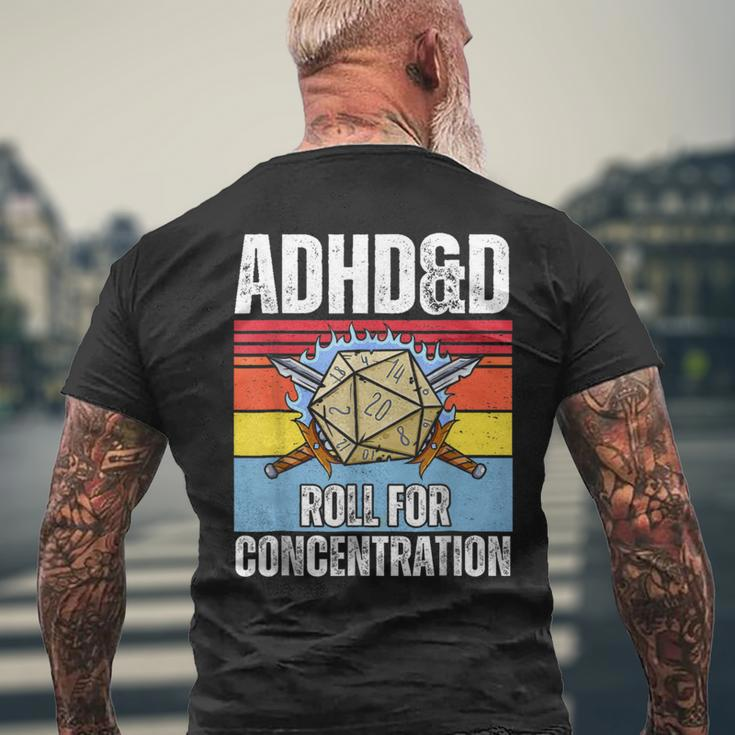 Retro Vintage Adhd&D Roll For Concentration Gamer Men's T-shirt Back Print Gifts for Old Men