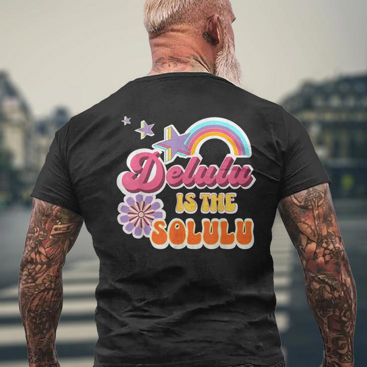 Retro Vintage Delulu Is The Solulu Meme Men's T-shirt Back Print Gifts for Old Men