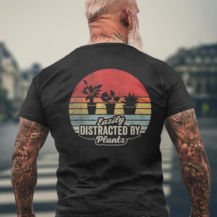 Retro Vintage Easily Distracted By Plants Gardening Men's T-shirt Back Print Gifts for Old Men
