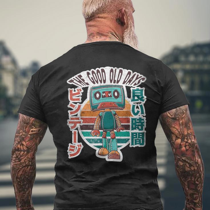 Retro Vintage Mixtape Robot The Good Old Days 80S Music Men's T-shirt Back Print Gifts for Old Men