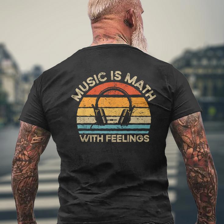 Retro Vintage Music Is Math With Feelings Men's T-shirt Back Print Gifts for Old Men